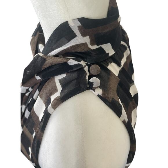 Vintage Banana Republic Silk Midi Dress Bow Geometric Print Y2K Size 6 NEW - Picture 8 of 16